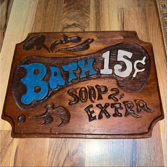 High Quality Engraved Bath 15 cents Soap Extra Rustic Home Decor Wood Sign - Picture 1 of 5